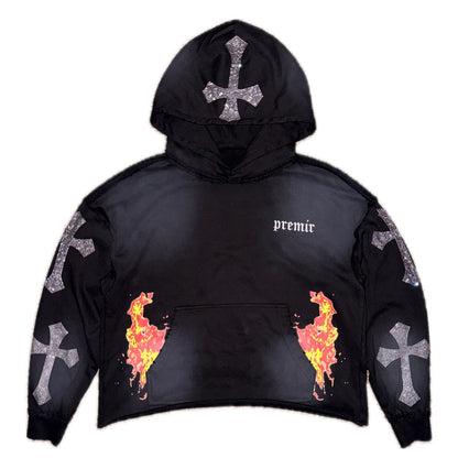 Cropped “SANTO FUEGO” Hoodie